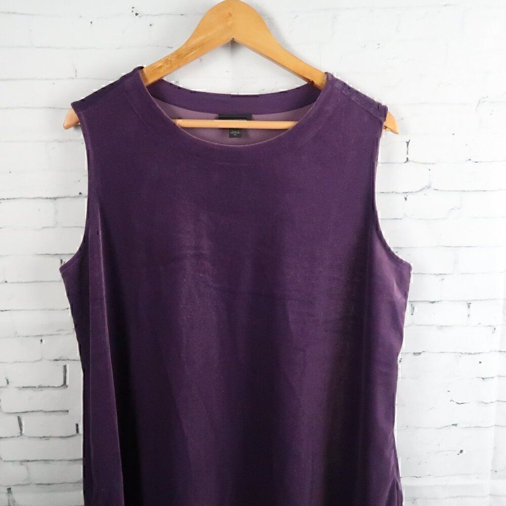 J JILL WEAREVER COLLECTION PURPLE VELOUR SLEEVELESS ROUND NECK TOP SIZE XL - Picture 3 of 4